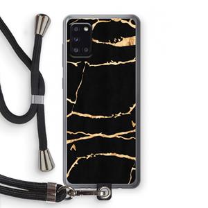 CaseCompany Gouden marmer: Samsung Galaxy A31 Transparant Hoesje met koord