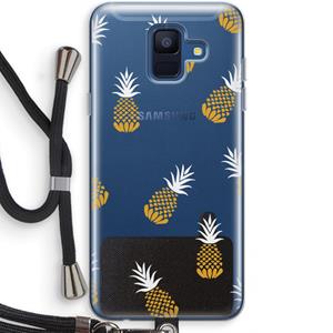 CaseCompany Ananasjes: Samsung Galaxy A6 (2018) Transparant Hoesje met koord