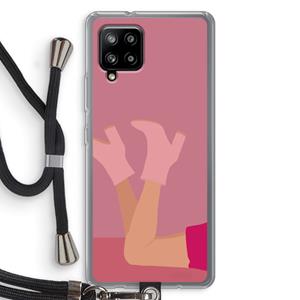CaseCompany Pink boots: Samsung Galaxy A42 5G Transparant Hoesje met koord