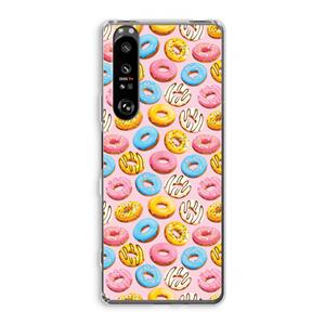 CaseCompany Pink donuts: Sony Xperia 1 III Transparant Hoesje