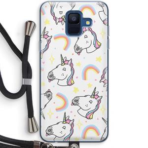 CaseCompany Rainbow Unicorn: Samsung Galaxy A6 (2018) Transparant Hoesje met koord