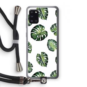 CaseCompany Tropische bladeren: Samsung Galaxy A31 Transparant Hoesje met koord