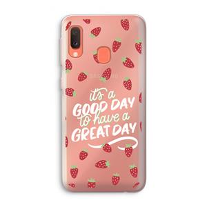 CaseCompany Don't forget to have a great day: Samsung Galaxy A20e Transparant Hoesje