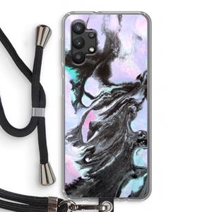 CaseCompany Pastel zwart: Samsung Galaxy A32 5G Transparant Hoesje met koord