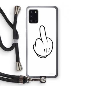 CaseCompany Middle finger white: Samsung Galaxy A31 Transparant Hoesje met koord