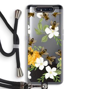CaseCompany No flowers without bees: Samsung Galaxy A80 Transparant Hoesje met koord