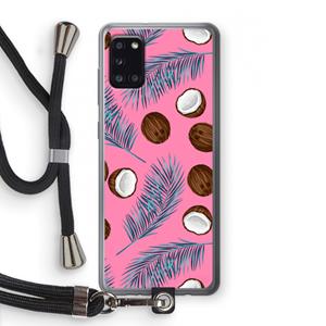 CaseCompany Kokosnoot roze: Samsung Galaxy A31 Transparant Hoesje met koord