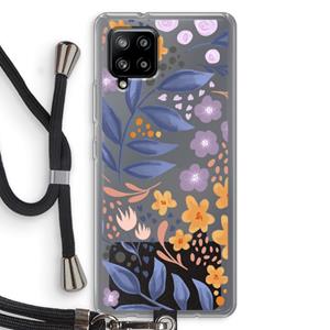 CaseCompany Flowers with blue leaves: Samsung Galaxy A42 5G Transparant Hoesje met koord