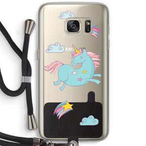 CaseCompany Vliegende eenhoorn: Samsung Galaxy S7 Transparant Hoesje met koord