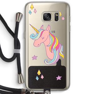 CaseCompany Roze eenhoorn: Samsung Galaxy S7 Transparant Hoesje met koord