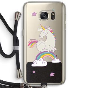 CaseCompany Regenboog eenhoorn: Samsung Galaxy S7 Transparant Hoesje met koord