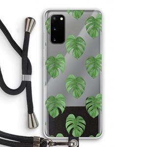 CaseCompany Monstera leaves: Samsung Galaxy S20 Transparant Hoesje met koord