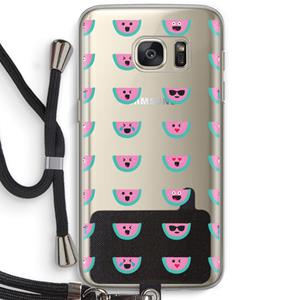 CaseCompany Smiley watermeloenprint: Samsung Galaxy S7 Transparant Hoesje met koord