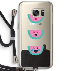 CaseCompany Smiley watermeloen: Samsung Galaxy S7 Transparant Hoesje met koord
