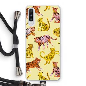 CaseCompany Cute Tigers and Leopards: Samsung Galaxy A70 Transparant Hoesje met koord