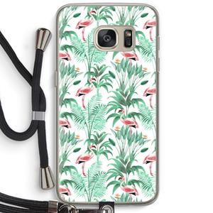 CaseCompany Flamingo bladeren: Samsung Galaxy S7 Transparant Hoesje met koord