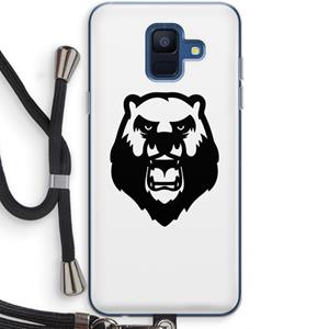 CaseCompany Angry Bear (white): Samsung Galaxy A6 (2018) Transparant Hoesje met koord