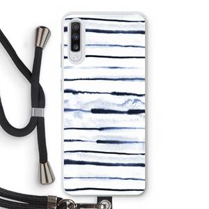 CaseCompany Ink Stripes: Samsung Galaxy A70 Transparant Hoesje met koord