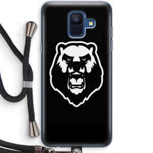 CaseCompany Angry Bear (black): Samsung Galaxy A6 (2018) Transparant Hoesje met koord