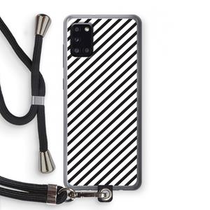 CaseCompany Strepen zwart-wit: Samsung Galaxy A31 Transparant Hoesje met koord