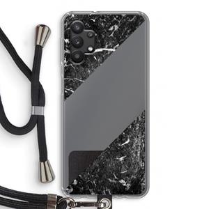 CaseCompany Zwart marmer: Samsung Galaxy A32 5G Transparant Hoesje met koord