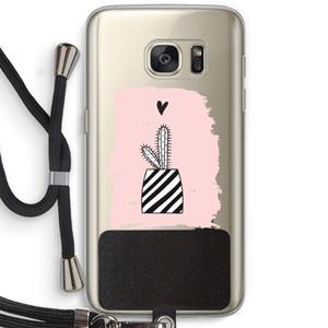 CaseCompany Zwart-wit cactus: Samsung Galaxy S7 Transparant Hoesje met koord