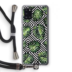 CaseCompany Geometrische jungle: Samsung Galaxy A31 Transparant Hoesje met koord