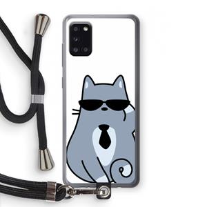 CaseCompany Cool cat: Samsung Galaxy A31 Transparant Hoesje met koord
