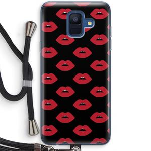 CaseCompany Lips: Samsung Galaxy A6 (2018) Transparant Hoesje met koord