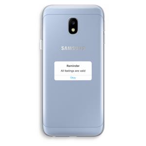 CaseCompany Reminder: Samsung Galaxy J3 (2017) Transparant Hoesje