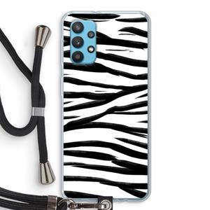 CaseCompany Zebra pattern: Samsung Galaxy A32 4G Transparant Hoesje met koord