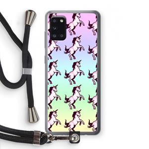 CaseCompany Musketon Unicorn: Samsung Galaxy A31 Transparant Hoesje met koord