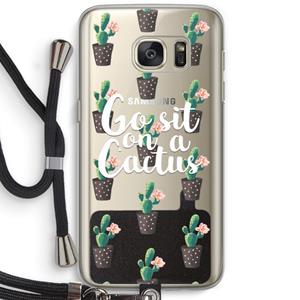 CaseCompany Cactus quote: Samsung Galaxy S7 Transparant Hoesje met koord