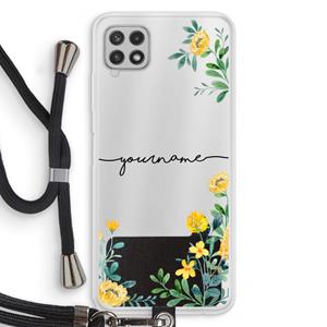 CaseCompany Gele bloemen: Samsung Galaxy A22 4G Transparant Hoesje met koord