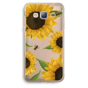 CaseCompany Sunflower and bees: Samsung Galaxy J3 (2016) Transparant Hoesje