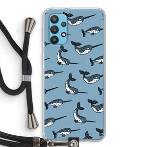 CaseCompany Narwhal: Samsung Galaxy A32 4G Transparant Hoesje met koord
