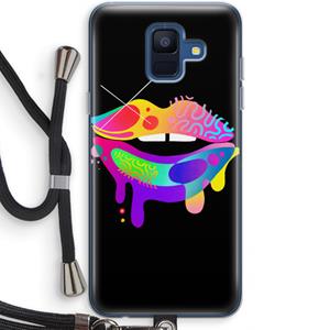 CaseCompany Lip Palette: Samsung Galaxy A6 (2018) Transparant Hoesje met koord
