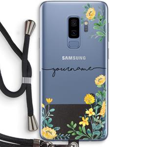 CaseCompany Gele bloemen: Samsung Galaxy S9 Plus Transparant Hoesje met koord