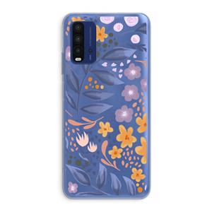 CaseCompany Flowers with blue leaves: Xiaomi Redmi 9T Transparant Hoesje
