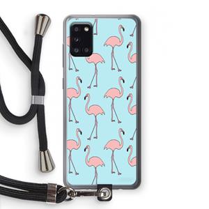CaseCompany Anything Flamingoes: Samsung Galaxy A31 Transparant Hoesje met koord
