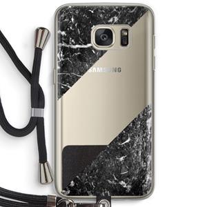 CaseCompany Zwart marmer: Samsung Galaxy S7 Transparant Hoesje met koord