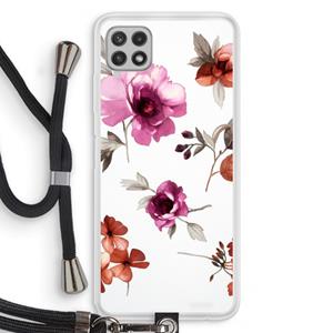 CaseCompany Geschilderde bloemen: Samsung Galaxy A22 4G Transparant Hoesje met koord