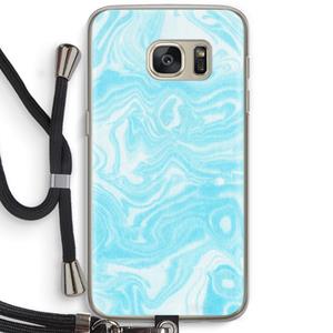 CaseCompany Waterverf blauw: Samsung Galaxy S7 Transparant Hoesje met koord
