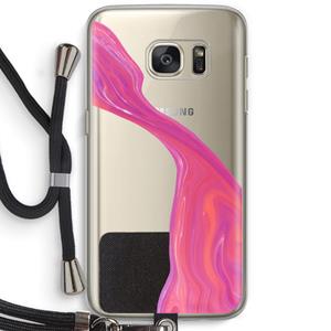 CaseCompany Paarse stroom: Samsung Galaxy S7 Transparant Hoesje met koord