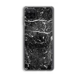 CaseCompany Zwart marmer: Samsung Galaxy A12 Transparant Hoesje