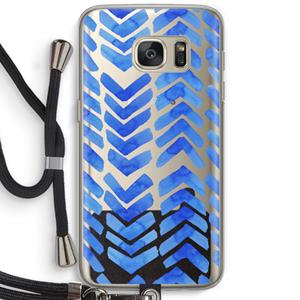 CaseCompany Blauwe pijlen: Samsung Galaxy S7 Transparant Hoesje met koord