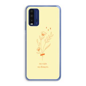 CaseCompany No rain no flowers: Xiaomi Redmi 9T Transparant Hoesje
