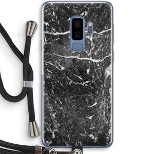 CaseCompany Zwart marmer: Samsung Galaxy S9 Plus Transparant Hoesje met koord