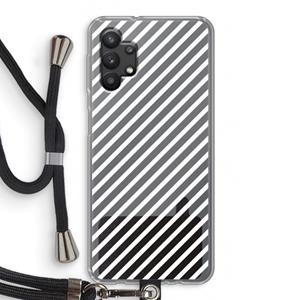 CaseCompany Strepen zwart-wit: Samsung Galaxy A32 5G Transparant Hoesje met koord
