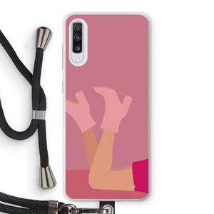CaseCompany Pink boots: Samsung Galaxy A70 Transparant Hoesje met koord